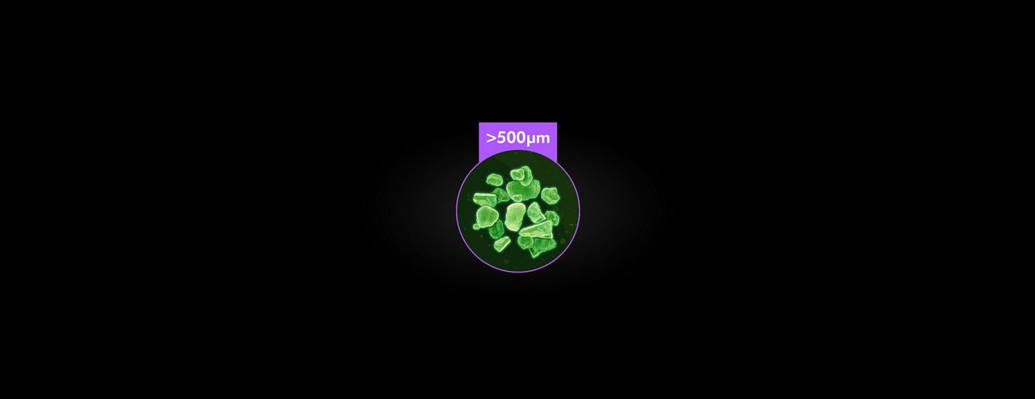Particles larger than 500µm